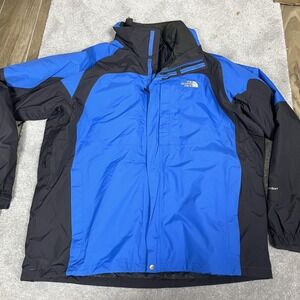 The North Face Jacket Mens XXL‎ Blue Black HyVent Waterproof Rain Shell Pit Zips
